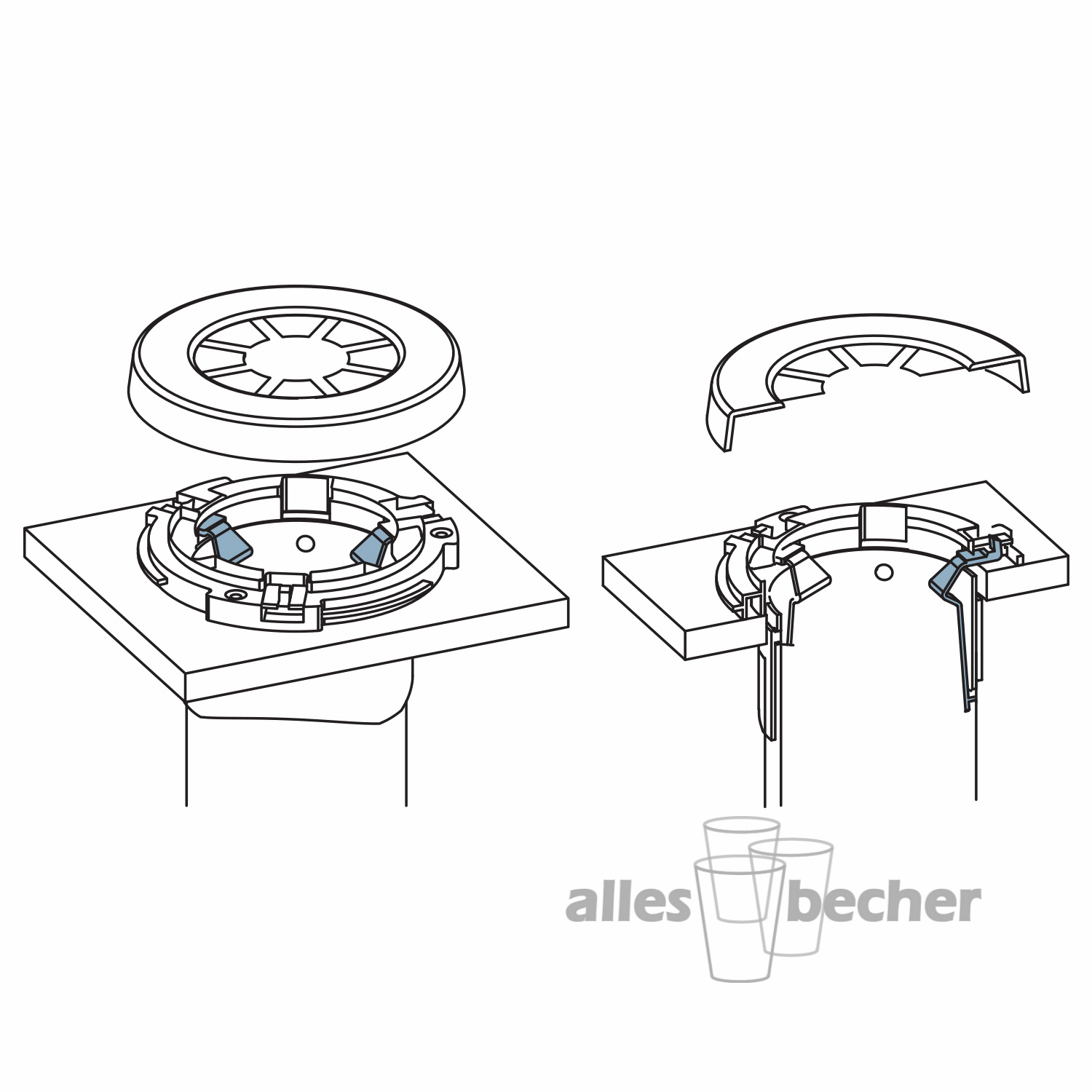 Becherspender Theke Flexo+ 150-700ml verkürzt