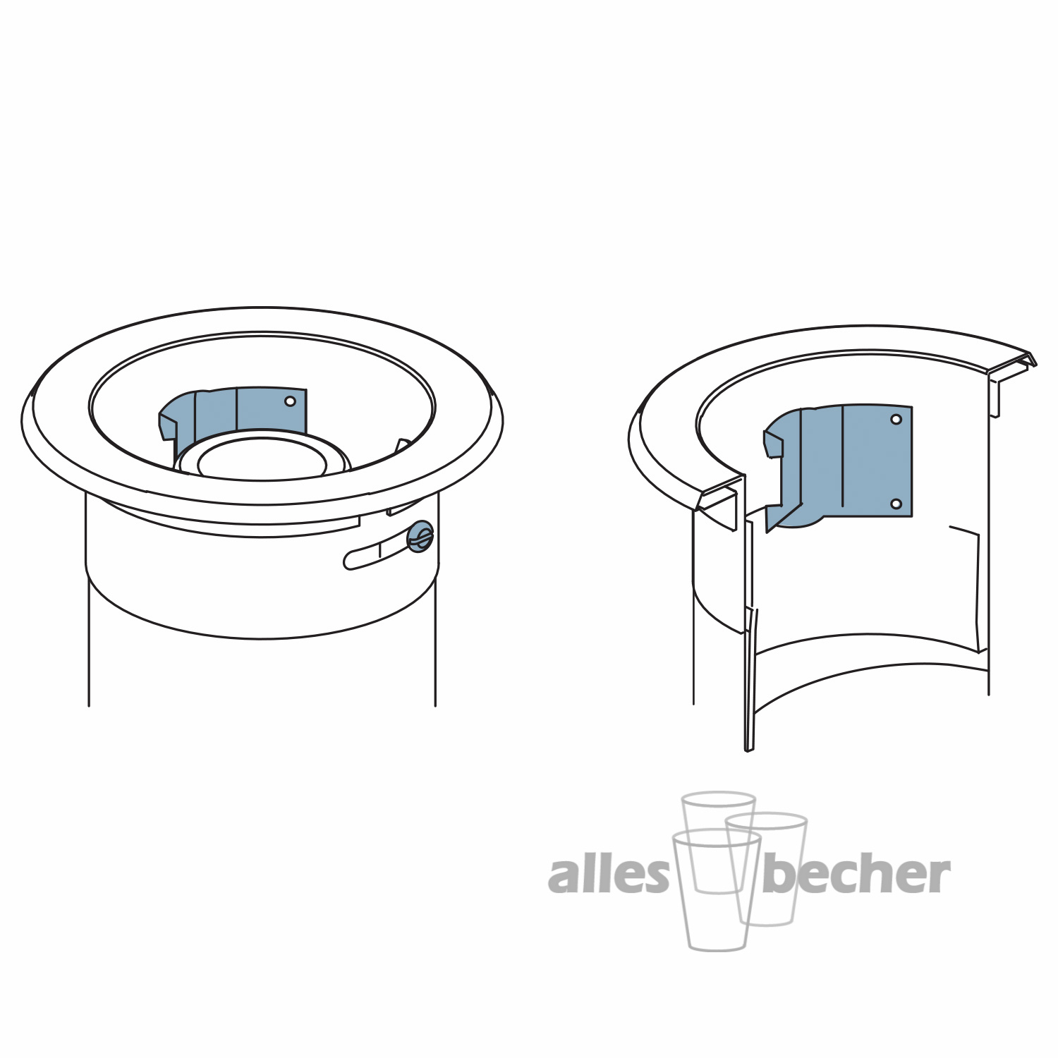 Becherspender Theke Horizontal 180-300ml